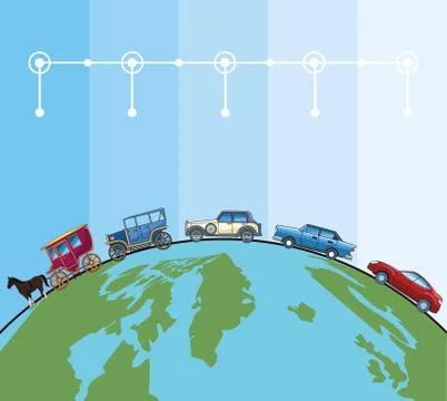 Transport and vehicles evolution timeline Illustrazione stock