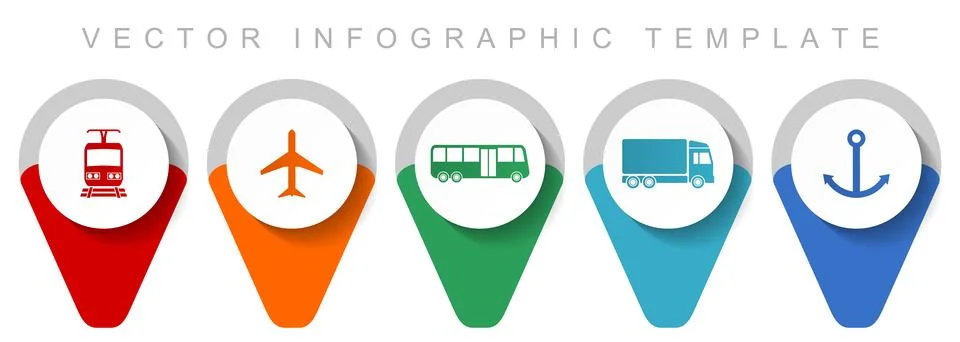 Transport and vehicles pointer collection, miscellaneous icons such as plane, Stock Illustration