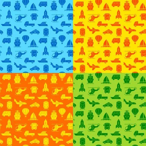 Transport blue seamless patterns Stock Illustration