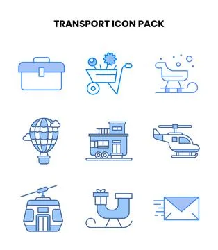Transport Blue Vector Icons Pack Stock Illustration