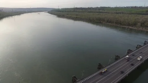 Transport bridge aerial servey Stock Footage