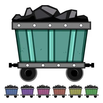 Transport coal wagon cartoon vector graphic Ilustración de archivo