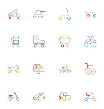 Transport Colored Outline Vector Set Stock Illustration