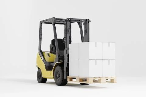 Transport for delivery with boxes on white background 3d render Stockillustratie