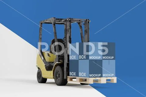 Transport for delivery with boxes on white background Mock up PSD Template