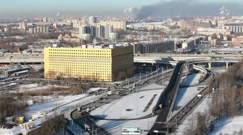 The transport exits of the loop motorway, Saint-Petersburg, Russia Stock Footage 34561408