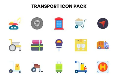 Transport Flat Graphics Icons Pack Stock Illustration