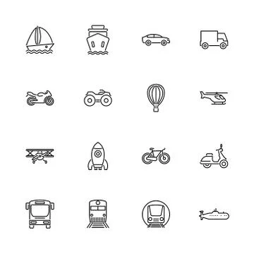 Transport - Flat Vector Icons Stock Illustration