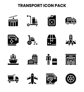 Transport Glyph Vector Icons Pack イラスト素材