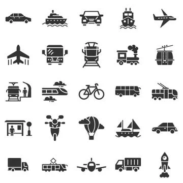 Transport icon set in flat style. Car vector collection illustration on white Stock Illustration