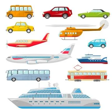 Transport Icons Flat Stock Illustration