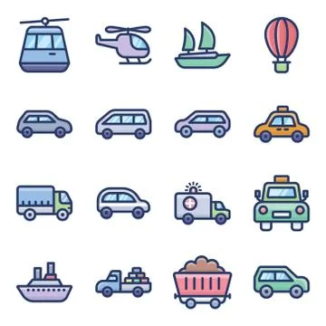 Transport Icons Pack Stock Illustration