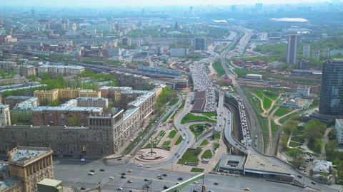 Transport interchange of the central district of Moscow Stock Footage 138174499