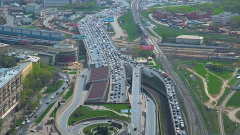 Transport interchange of the central district of Moscow Stock Footage 138180719