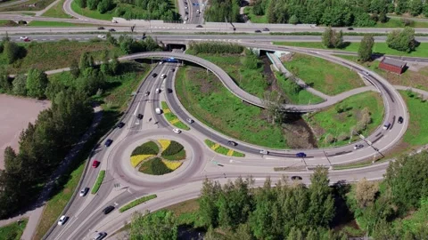Transport interchange in the West Highway in Espoo, Finland Stock Footage 201598864