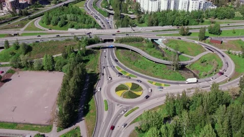 Transport interchange in the West Highway in Espoo, Finland Stock Footage 201599000