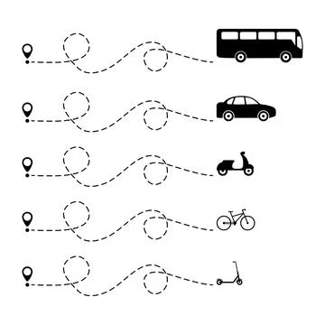 Transport with line start point set. Illustrazione stock