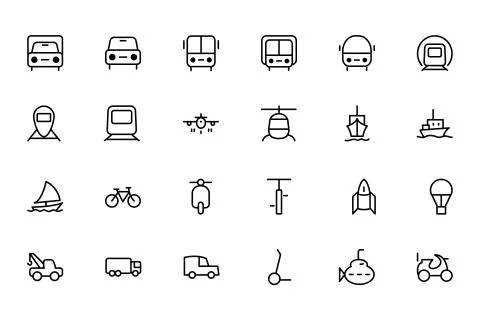 Transport Line Vector Icons Stock Illustration