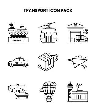 Transport Line Vector Icons Pack Stock Illustration