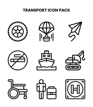 Transport Line Vector Icons Pack Stock Illustration