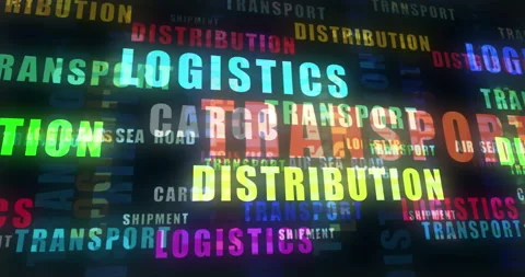 Transport logistics and distribution text loop abstract concept Stock Footage 154375491