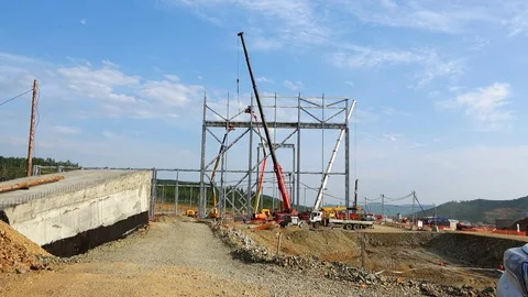 Transport logistics of workflow on the construction site Stock Footage 73813911