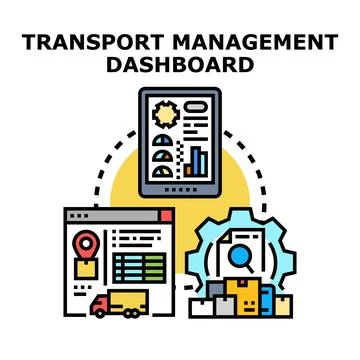 Transport management dashboard visualizing logistics data and operations Stockillustratie