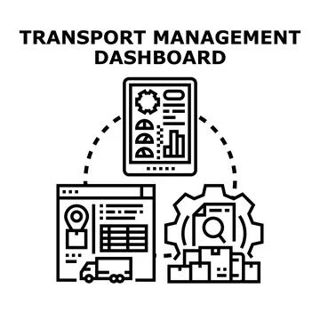 Transport management dashboard visualizing logistics data and operations Stock Illustration