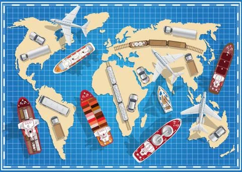Transport on the map. Stock Illustration