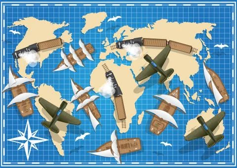 Transport on the map. Stock Illustration