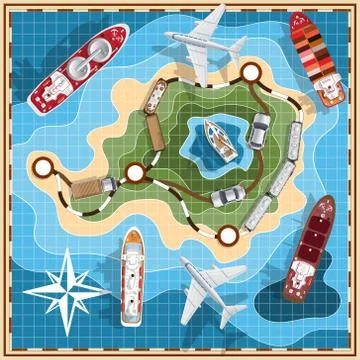 Transport on the map. Stock Illustration