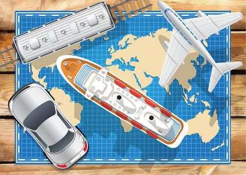 Transport on the map. Stock Illustration