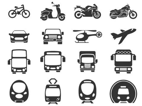 Transport mode icons Stock Illustration