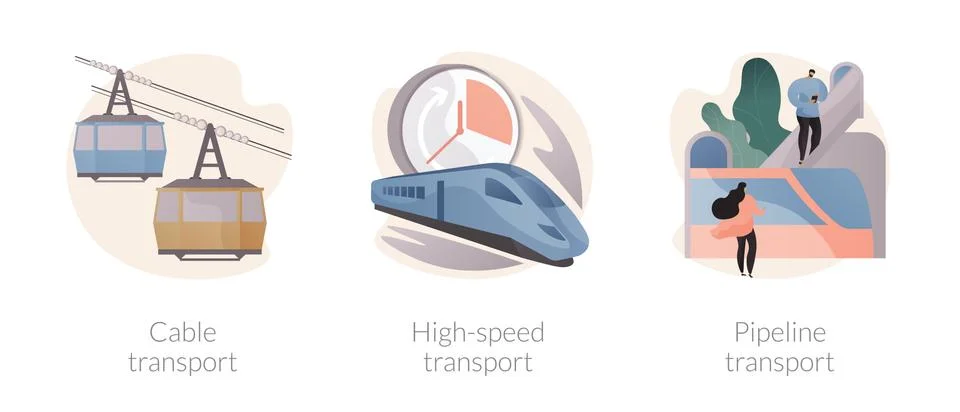 Transport modes abstract concept vector illustrations. Stock Illustration