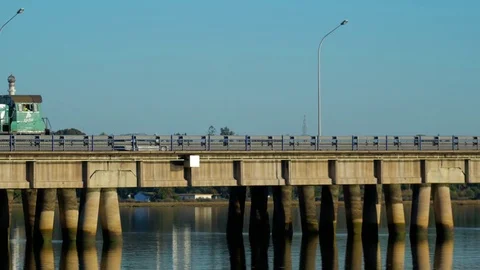 Transport movement on the bridge Stock-Footage 85442908