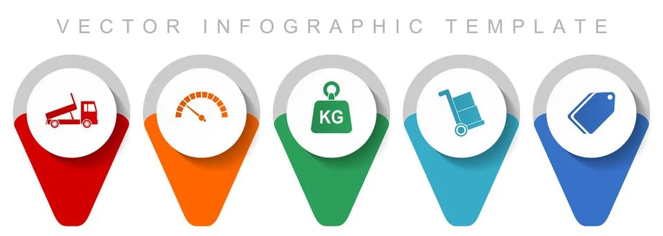 Transport pointer collection, miscellaneous icons such as truck, speedmeter, Ilustração Stock