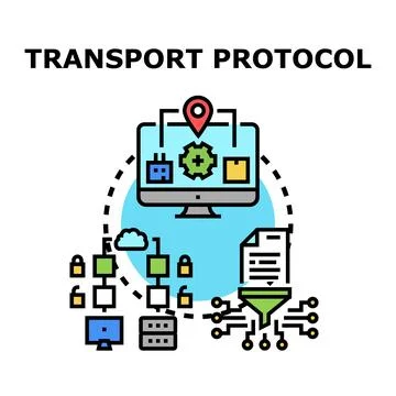 Transport protocol concept for digital data transfer network Stock Illustration