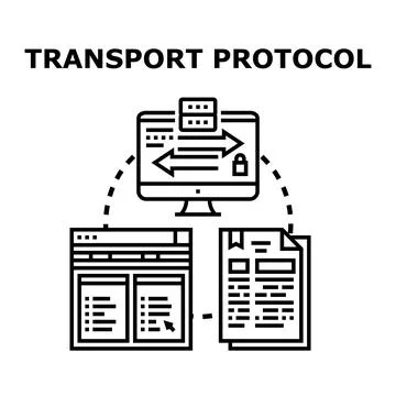 Transport protocol concept illustrating data communication and network securi イラスト素材
