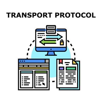 Transport protocol concept illustrating data communication and network securi Stock Illustration