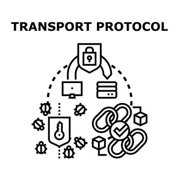 Transport protocol concept illustrating secure data flow Stock Illustration