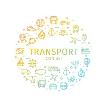 Transport Round Design Template Thin Line Icon Concept. Vector Stock-Illustration