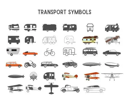Transport shapes and elements for creation your own outdoor labels, wilderness Illustrazione stock