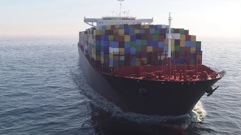 Transport ship on the ocean Stock Footage 96269528