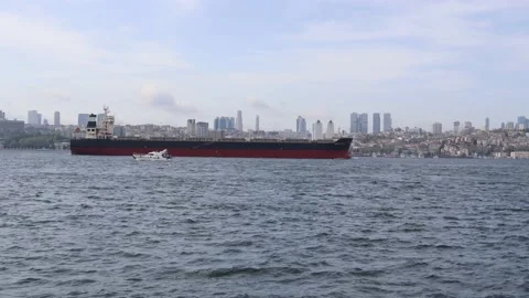Transport ship passes through the Bosphorus 스톡 동영상 188830632