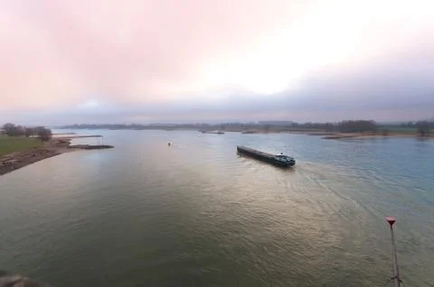 Transport ship on river Stock Photos