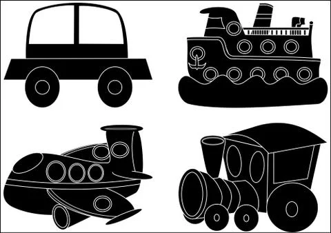 Transport-silhouettes Stock Illustration