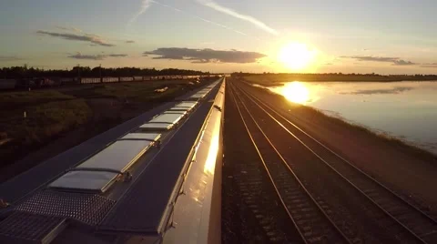Transport train in a cargo yard Stock Footage 53727424