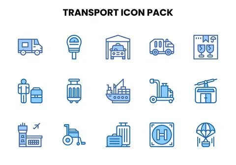 Transport Two Colour Vector Icons Pack Stock Illustration