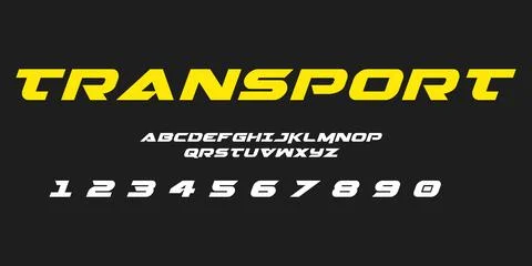 Transport Typography Vector – Bold Mobility Lettering Stock Illustration