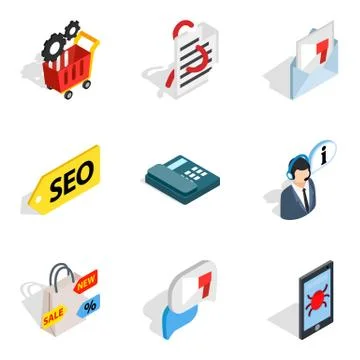 Transportable computer icons set, isometric style 库存插图